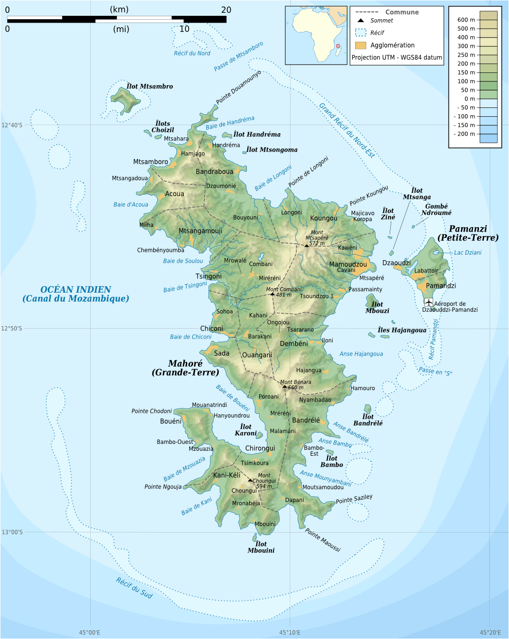 Mayotte Topographique carte